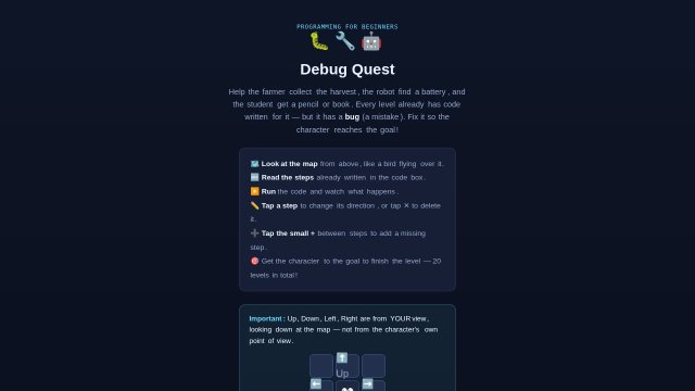 Debug Quest: Fix the Code, Reach the Goal