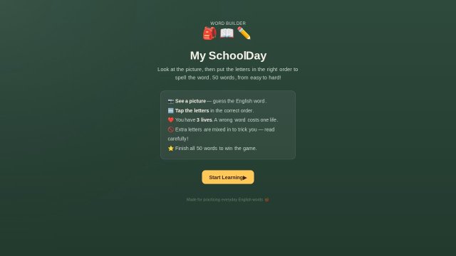 Word Builder: My School Day