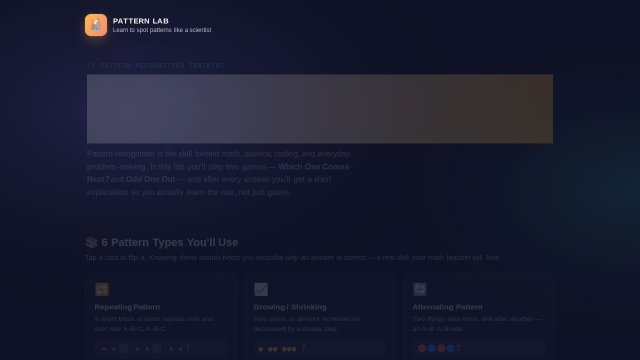 Pattern Lab: Which One Comes Next? & Odd One Out