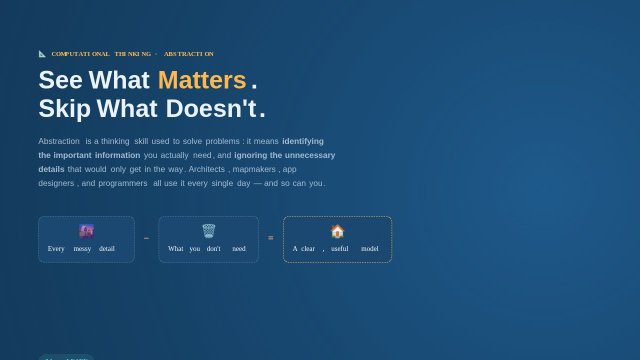 Abstraction: See What Matters, Skip What Doesn't