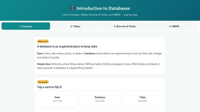 Introduction to Databases: Concepts, Tables, Records, Fields, and DBMS