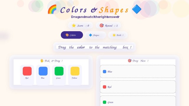 Mengenal Warna dan Bentuk (Colors & Shapes) — Drag and Drop Interactive
