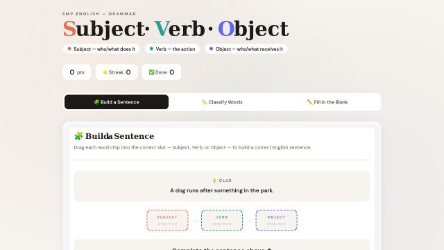 Sentence Structure: Subject, Verb, Object (S-V-O) — Media Interaktif SMP