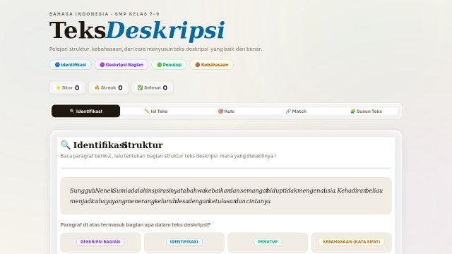 Teks Deskripsi — Media Pembelajaran Bahasa Indonesia Interaktif SMP