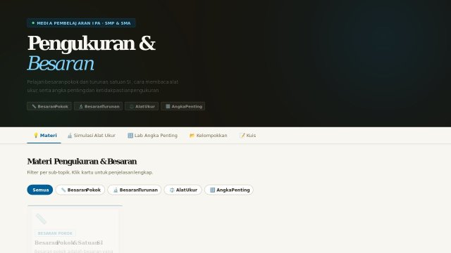 Pengukuran & Besaran — Media Pembelajaran Interaktif IPA