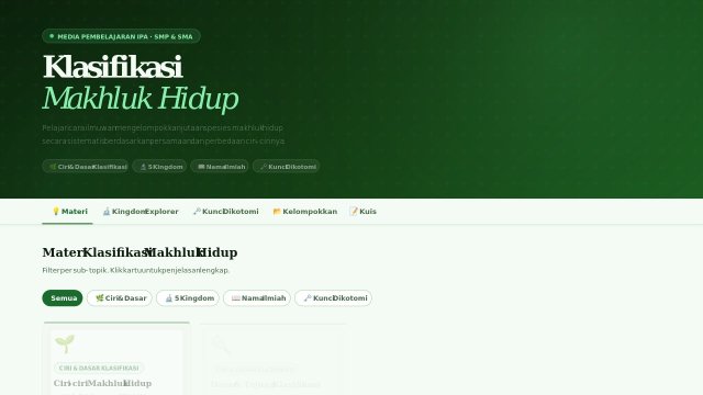 Klasifikasi Makhluk Hidup — Media Pembelajaran Interaktif IPA