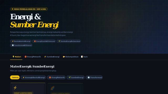 Energi & Sumber Energi — Media Pembelajaran Interaktif IPA