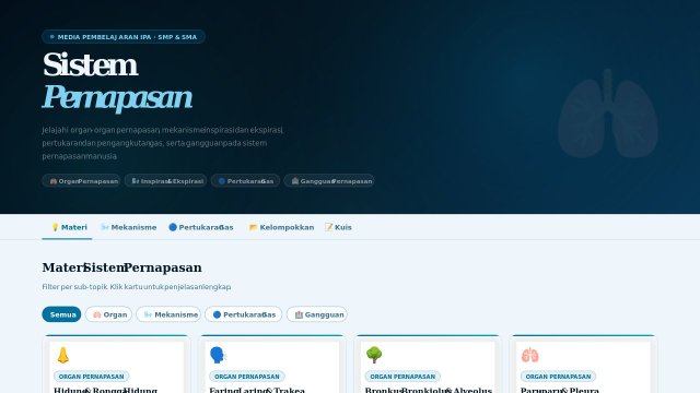 Sistem Pernapasan — Media Pembelajaran Interaktif IPA