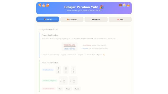 Belajar Pecahan Yuk! — Media Pembelajaran Interaktif