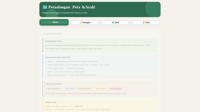 Petualangan Peta & Arah — Media Pembelajaran Interaktif