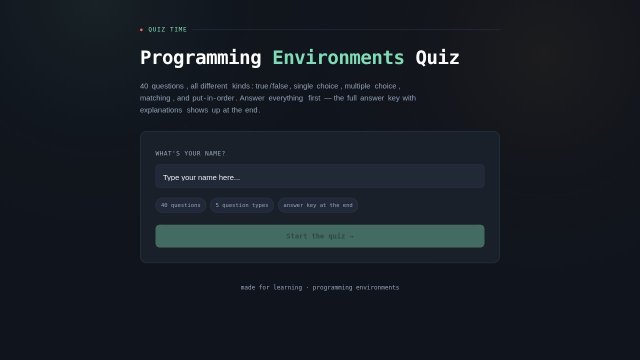 Programming Environments Quiz